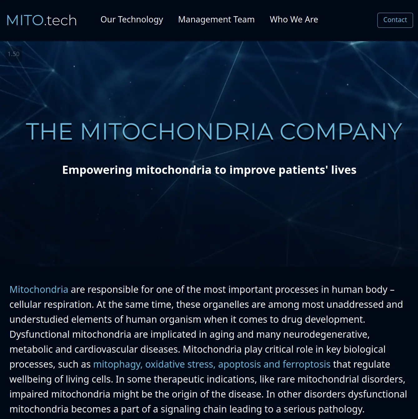Mitotech home screen